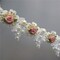 1 Yard Vintage Gold Pearl Rose Flowers Embroidered Lace Trim Fabric Floral Appliques Lace Ribbon Bridal Ornaments Handmade DIY Sewing Supplies Craft for Costume Hat Decoration 1.96" Wide